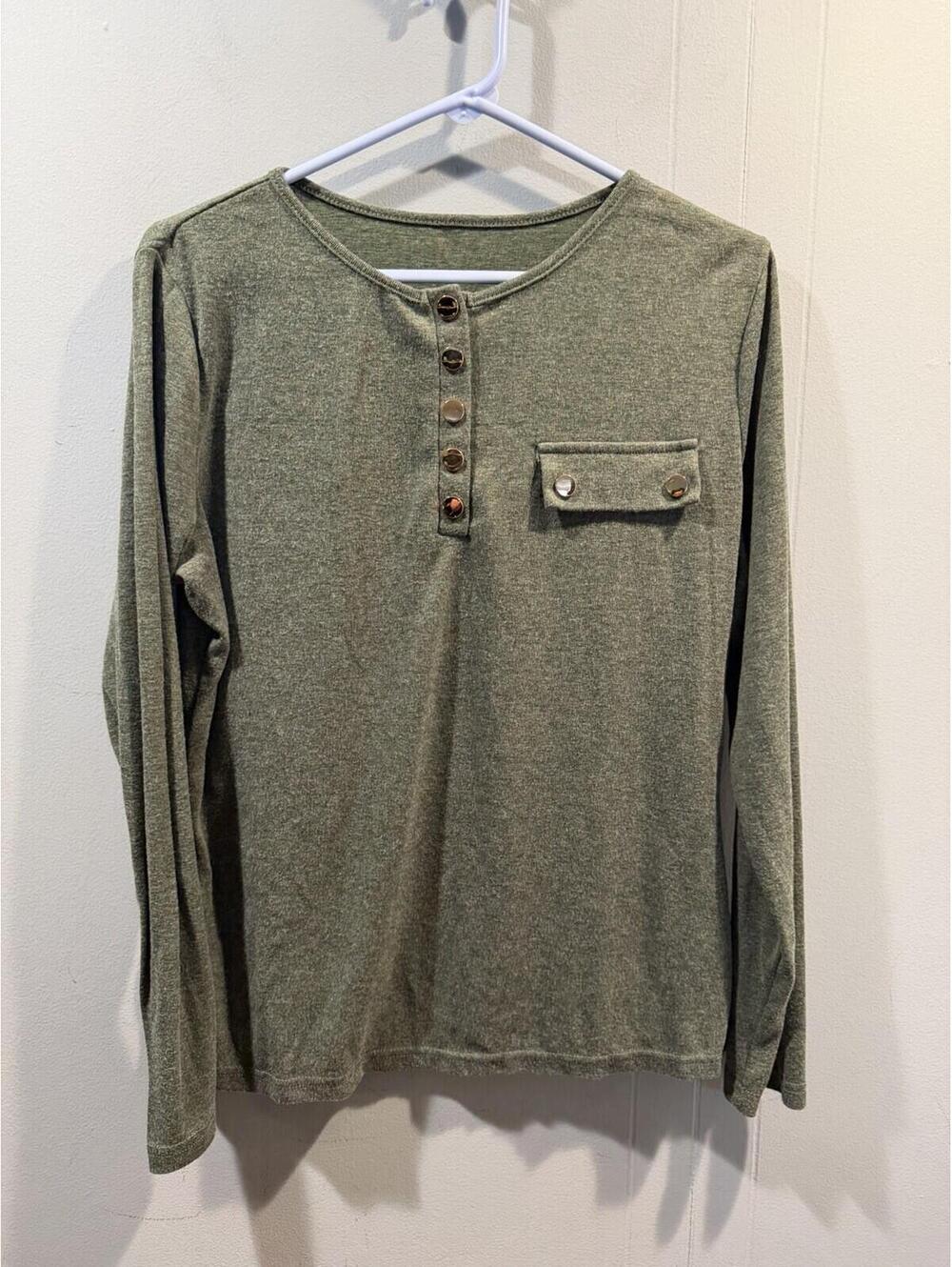 Womens Shein Long Sleeves T Shirt Size Large Green